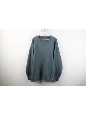 Vintage 90s Russell Athletic Mens 3XL Faded Blank Crewneck Sweatshirt Green